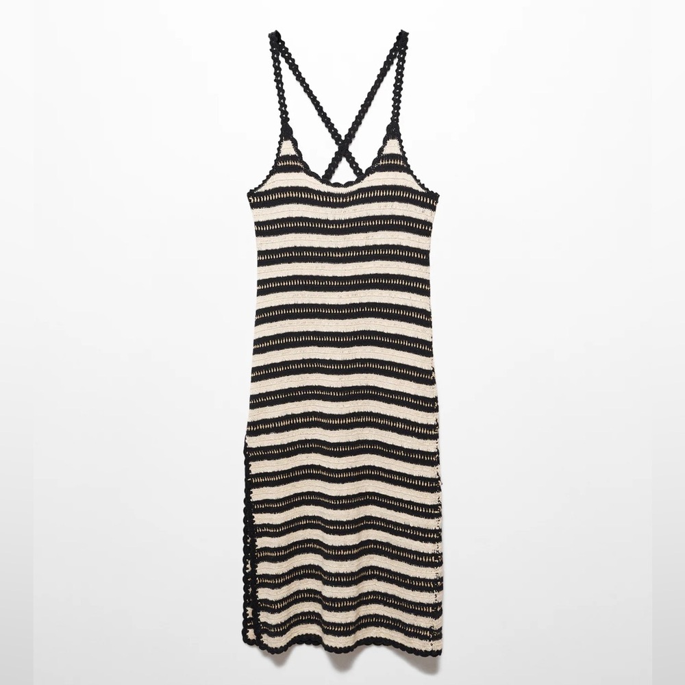 Mango Striped Crochet Dress - Size L - NWT